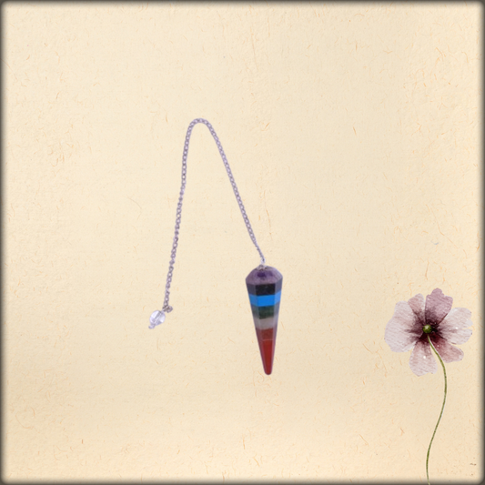 aura seven chakra dowsing cone pendulum | natural crystal healing tool