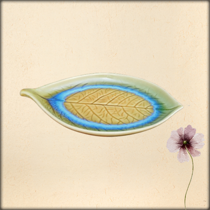 aura handmade ceramic leaf platter | artisan serving dish