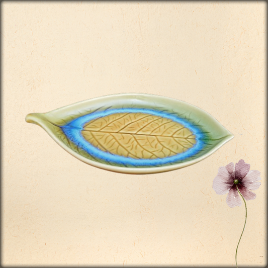 aura handmade ceramic leaf platter | artisan serving dish