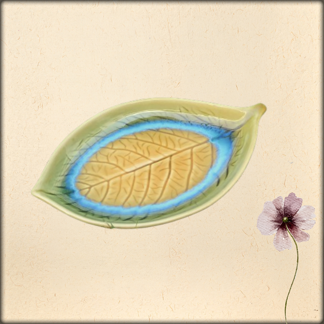 aura handmade ceramic leaf platter | artisan serving dish