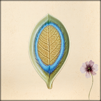 aura handmade ceramic leaf platter | artisan serving dish
