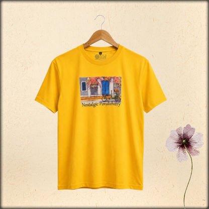 pondicherry artwork unisex cotton round neck t-shirt