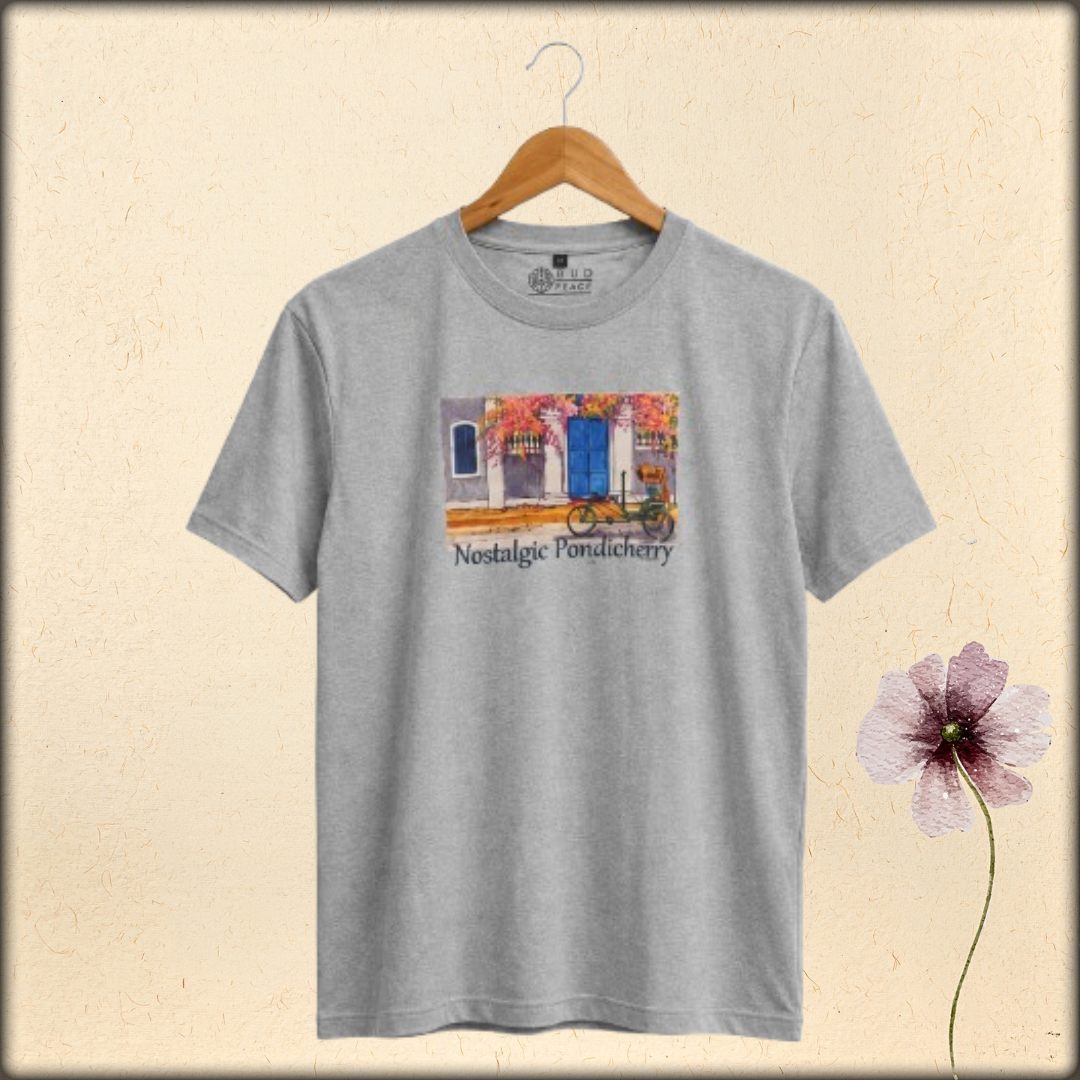 pondicherry artwork unisex cotton round neck t-shirt