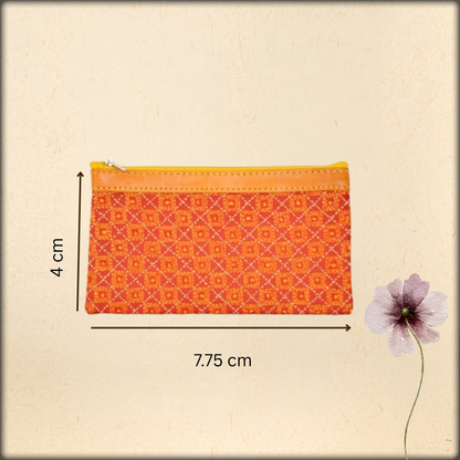 handmade kantha embroidered silk purse with leather zip
