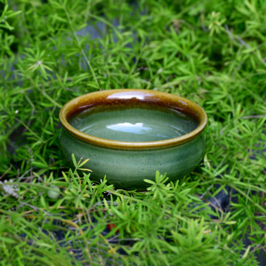 handcrafted designer glazed ceramic green tableware bowl