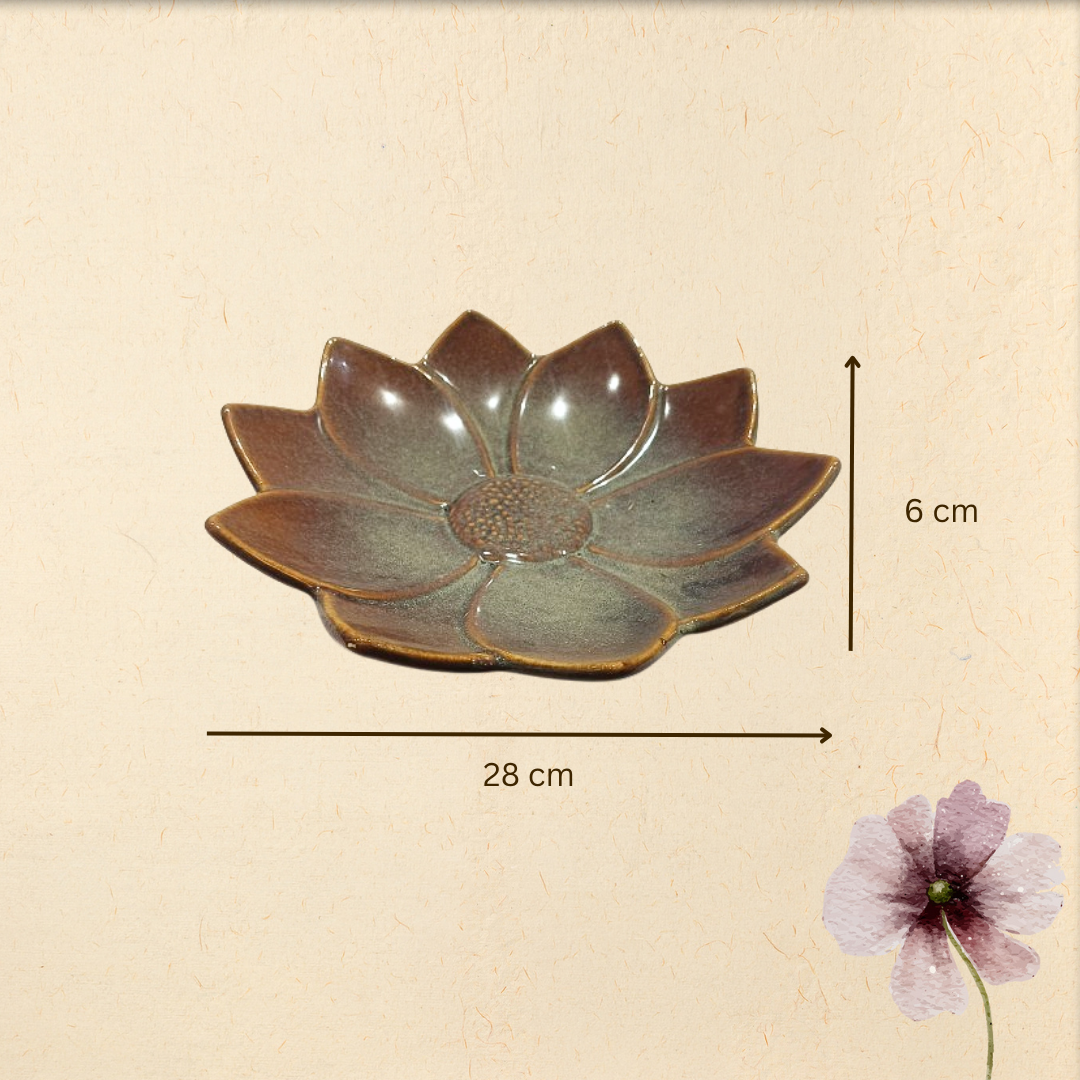 aura flora sculpted ceramic serving platter – large