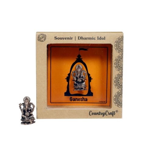 ganapati miniature copper dharmic idol by country craft - perfect gift or an indian cultural souvenir