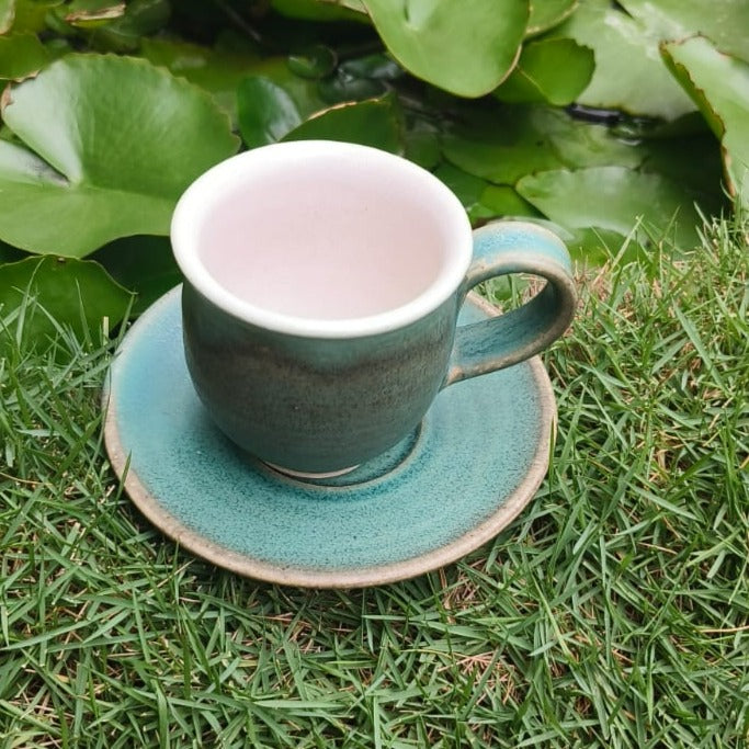 Handmade Studio Pottered Cup & Saucer | Set Of 3