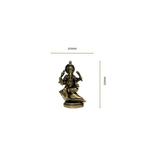 Miniature Brass Ganapati Sculpture, intricately crafted for divine grace