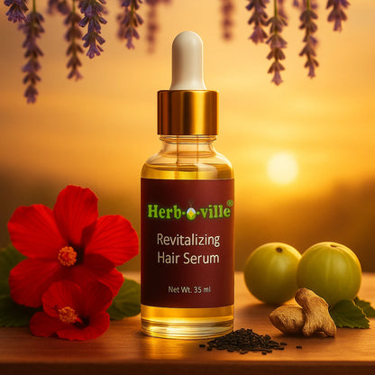 online shopping revitalizing hair serum from exotic roots, fruits, flowers, and seeds made from ayurvedic medicine is available at aura store puducherry