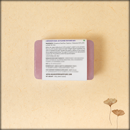 Online shopping lavender basil glycerin handmade soap with natural lavender and basil extracts, moisturizing herbal bath bar, and artisan skincare soap for soft and refreshed skin from aura boutique pondicherry 