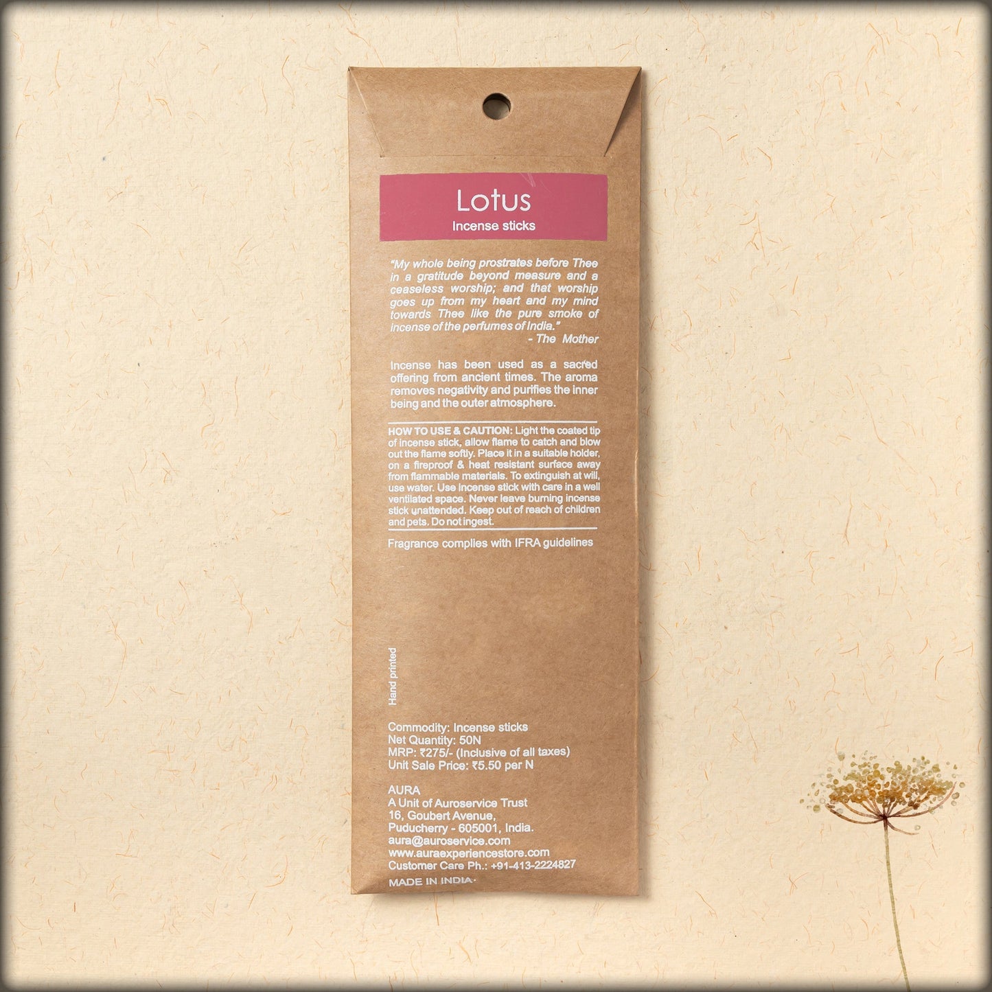 online-shopping-handrolled-lotus-incense-sticks-crafted-from-natural-ingredients-which-is-available-in-aura-boutique-pondicherry-india