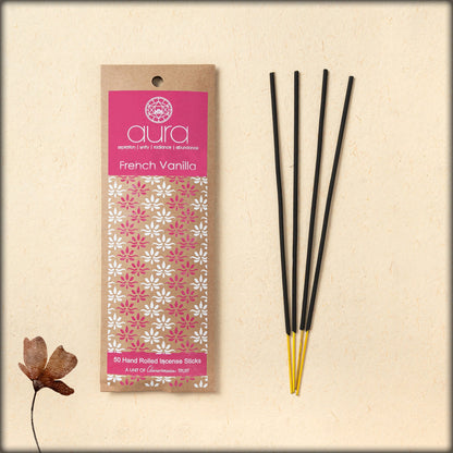 buy-now-french-vanilla-incense-sticks-the-pack-of-50-sticks-with-the-long-lasting-frafrance-made-of-natural-ingredients-best-to-gift-to-our-friends-and-family-available-in-aura-store-a-unit-of-auroservice-trust-pondicherry