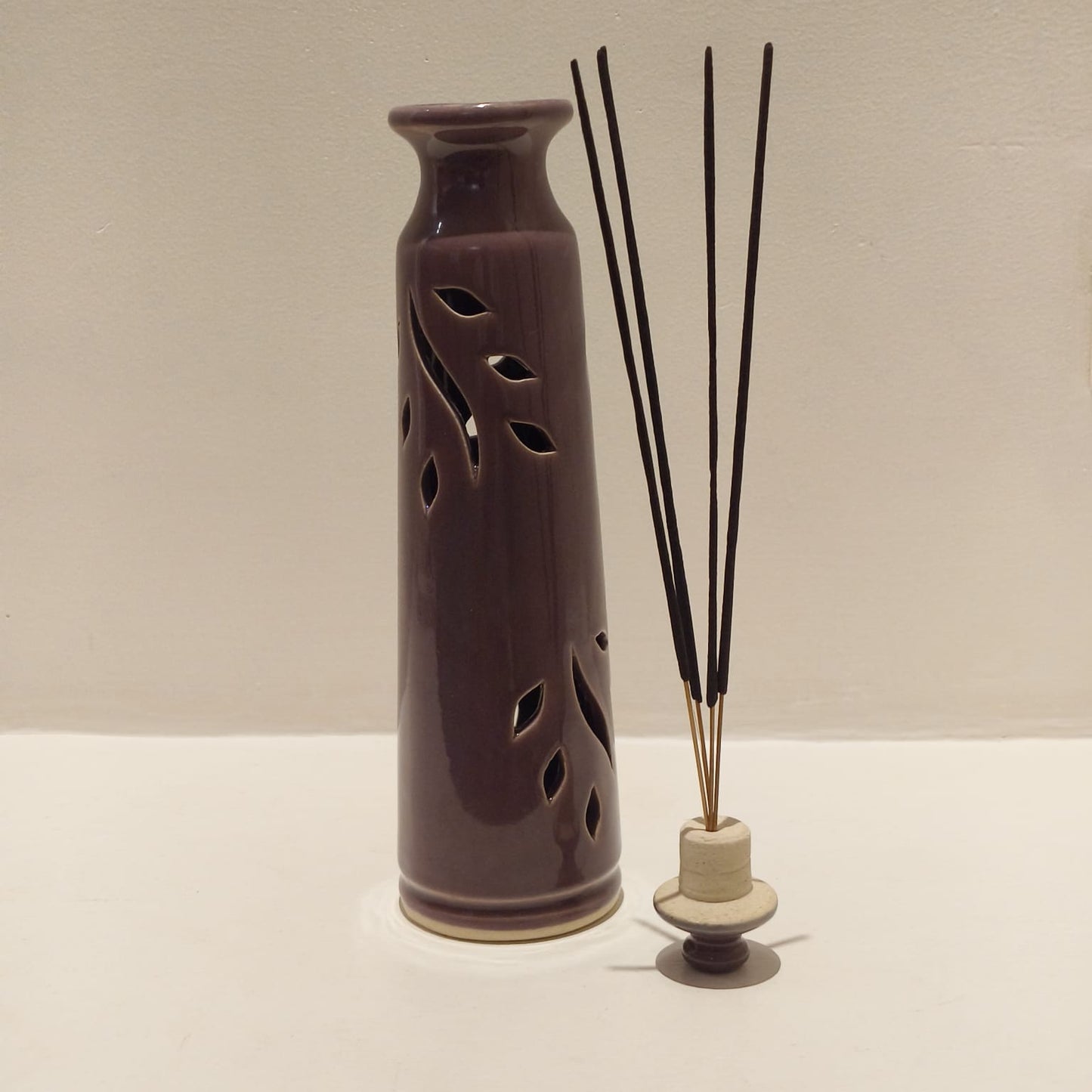 maroon-ceramic-incense-holder-ash-catcher-in-aura-pondicherry