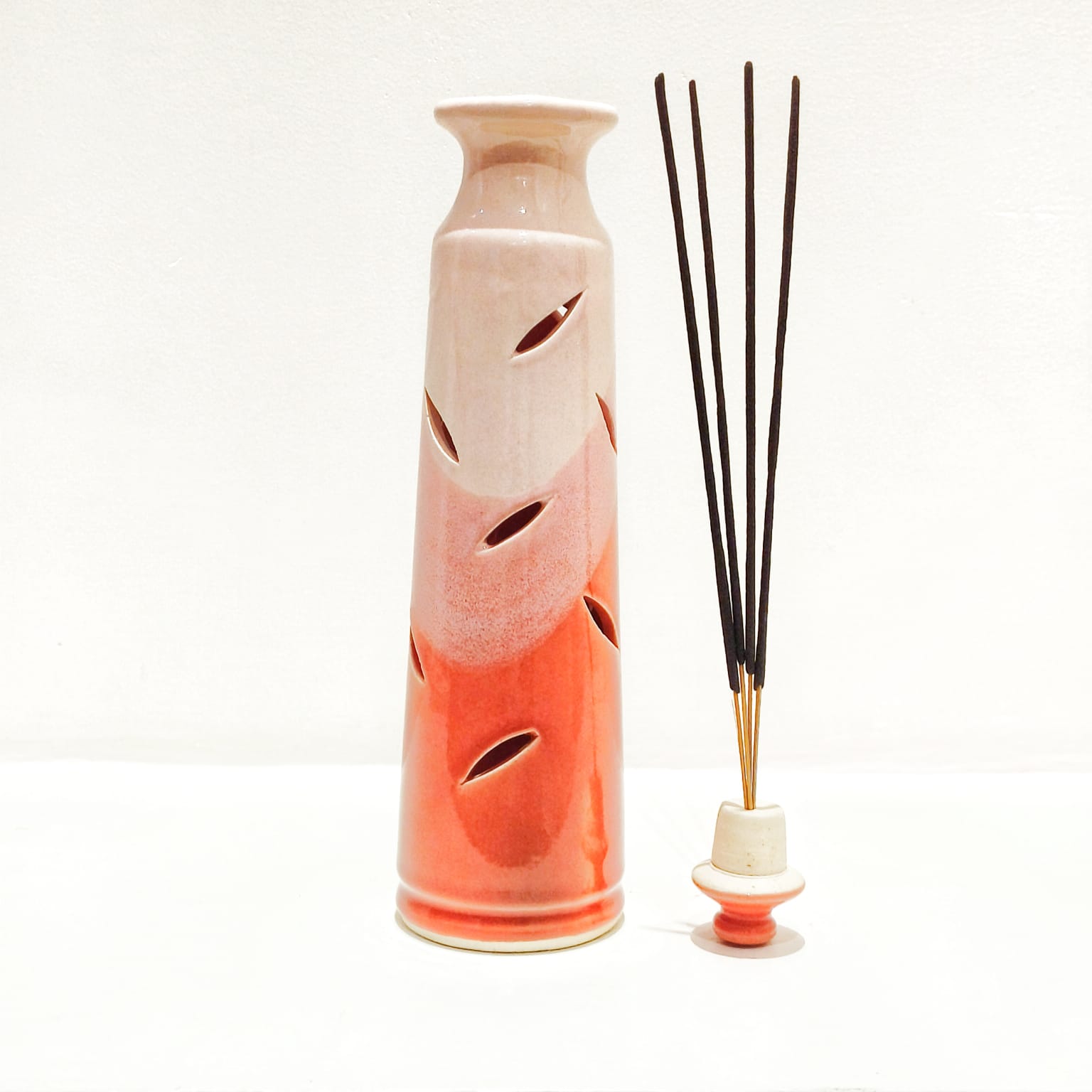 Incense Stick with Catcher Incense Storage Box 31×9×9 Incense Red Copper  Vertical Heart Sutra Craft Ornaments Tea Room Decoration