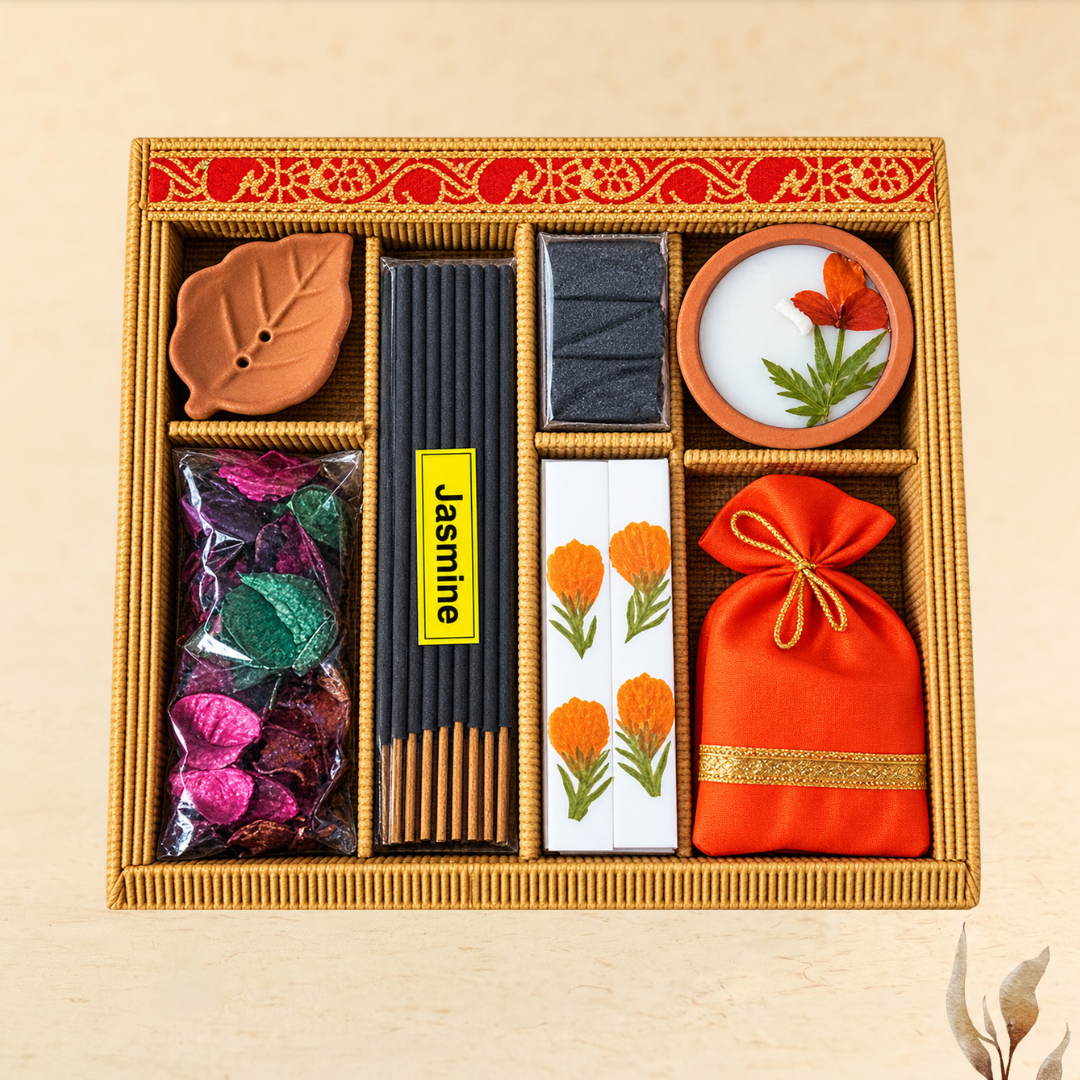 aura aromatherapy candle gift set of 7 - elegant festive gift hamper
