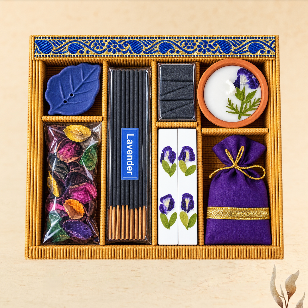 aura aromatherapy candle gift set of 7 - elegant festive gift hamper