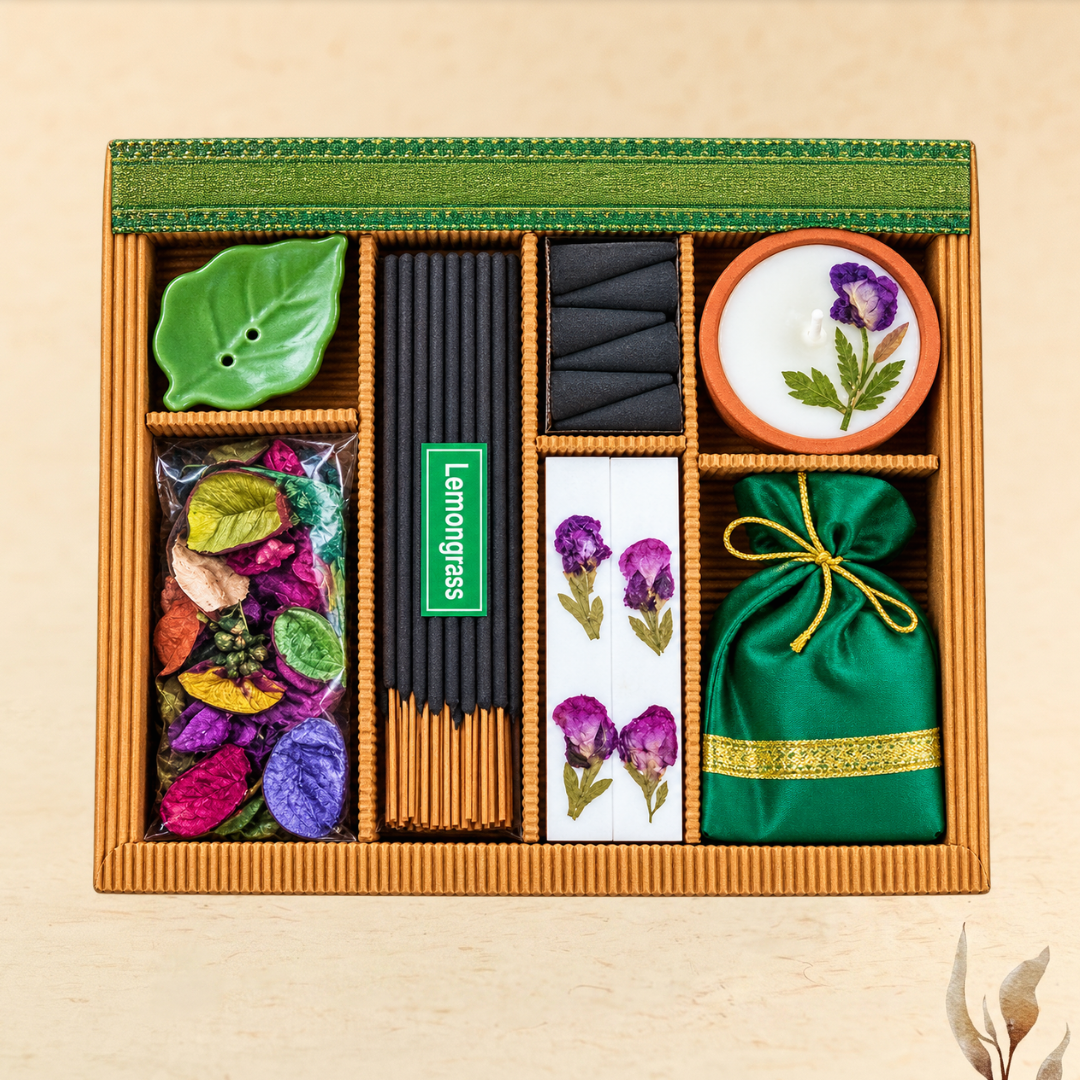aura aromatherapy candle gift set of 7 - elegant festive gift hamper