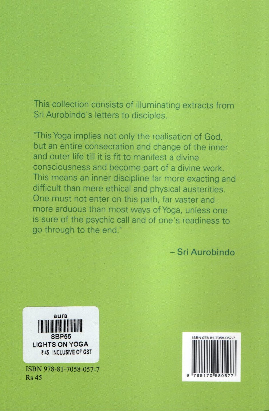 Lights On Yoga — Sri Aurobindo