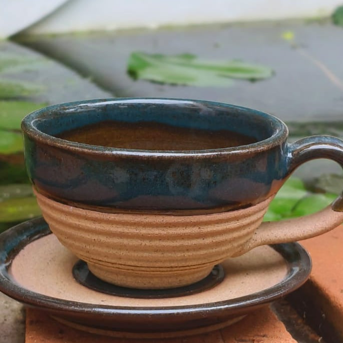 Stylish ceramic tea pairing, front view