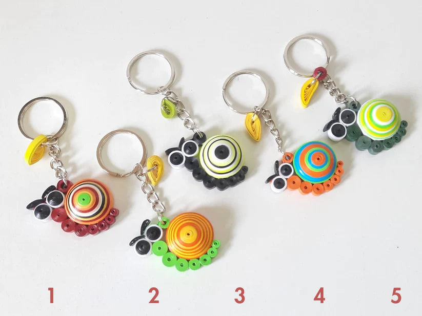 paper-quilled-handcrafted-snail-keyring-accessorizing-bags-keys-by-aura-pondicherry