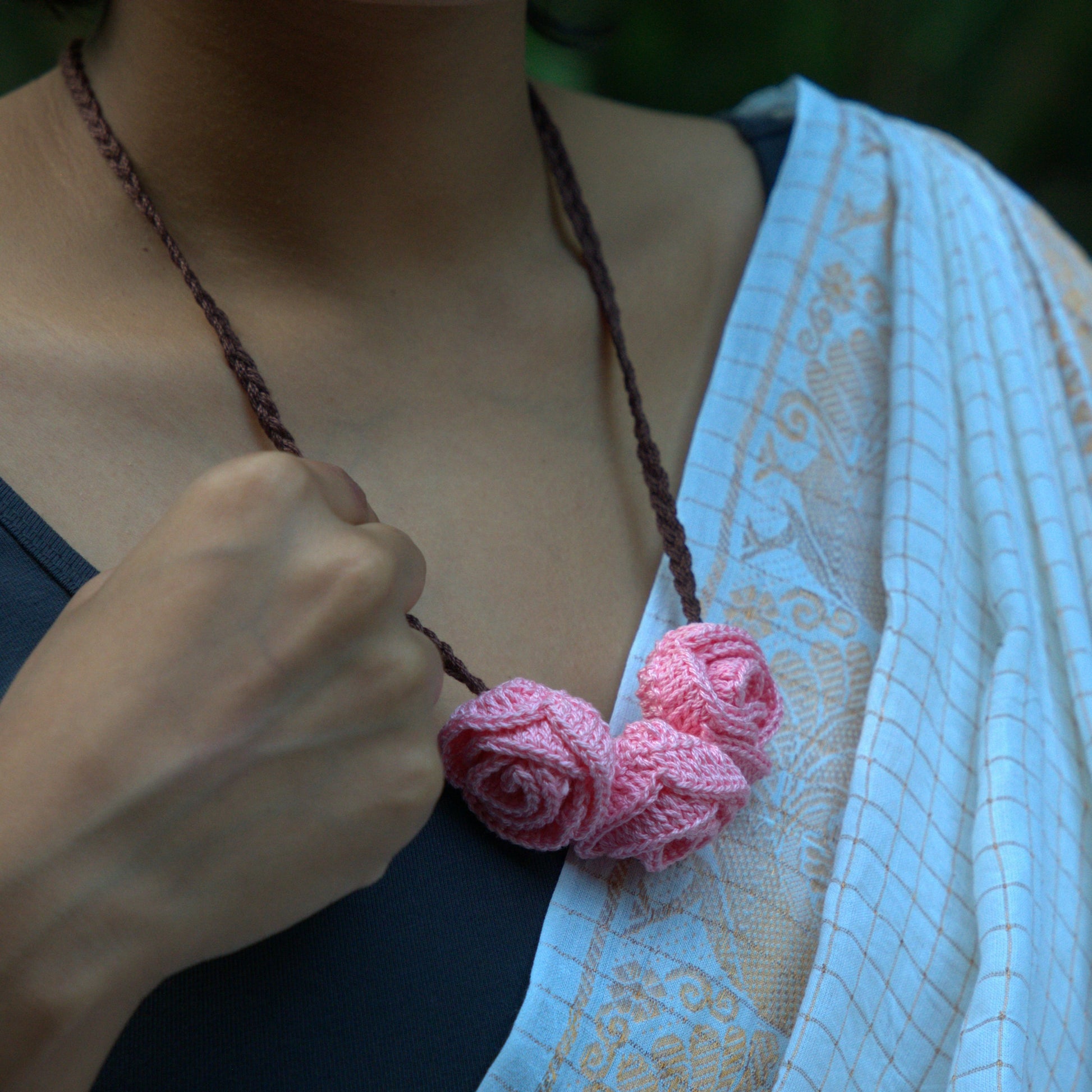 everyday crochet pink necklace