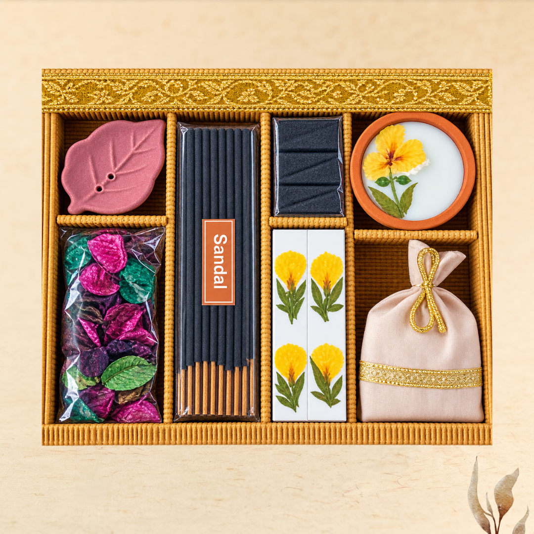 aura aromatherapy candle gift set of 7 - elegant festive gift hamper