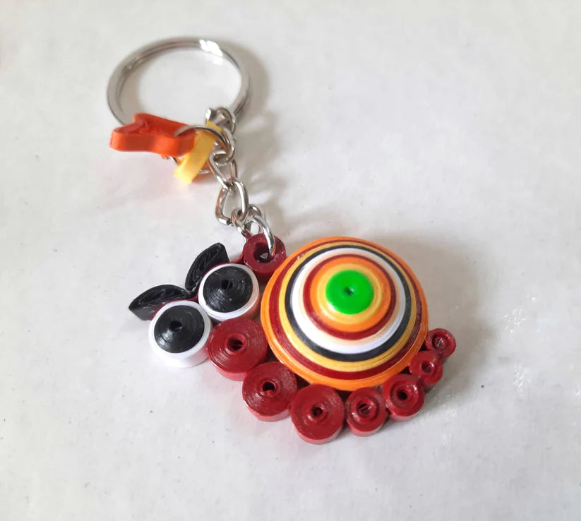 online-shopping-paper-quilled-cartoon-character-handcrafted-snail-keyring-accessorizing-bags-keys-by-aura-pondicherry