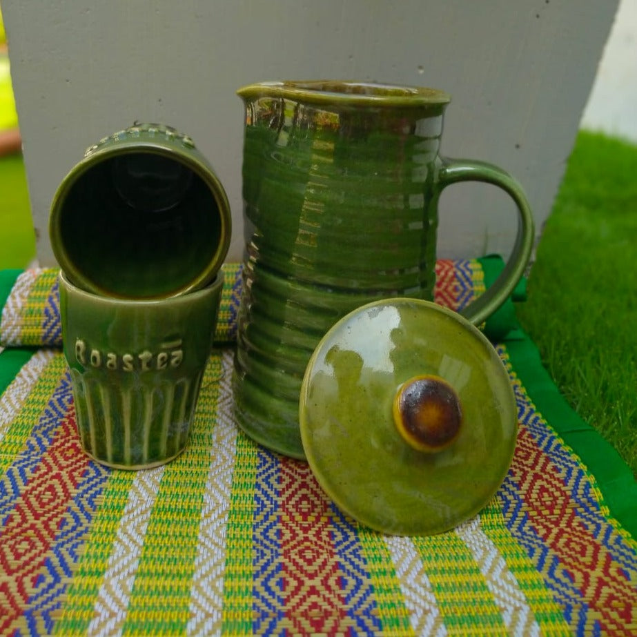 Ceramic Green Water Jug With Tumbler