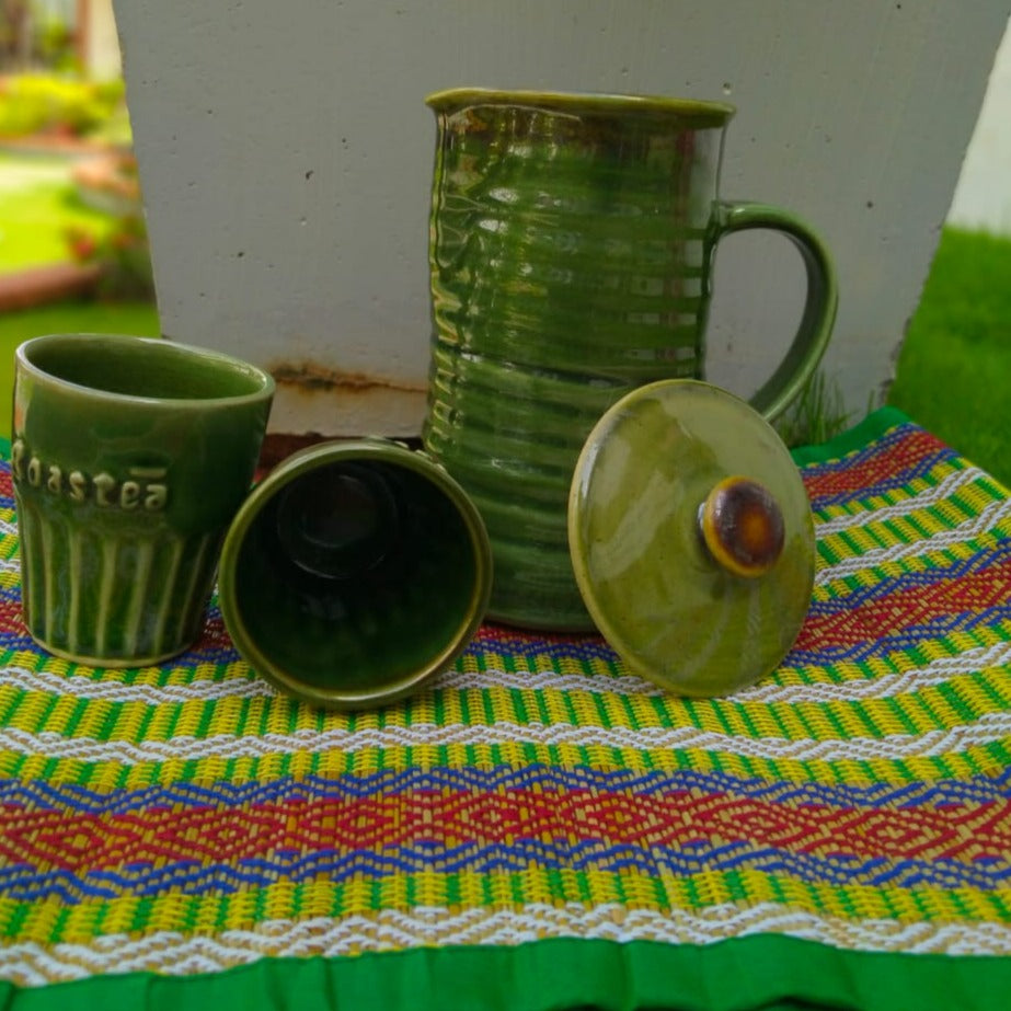 Ceramic Green Water Jug With Tumbler