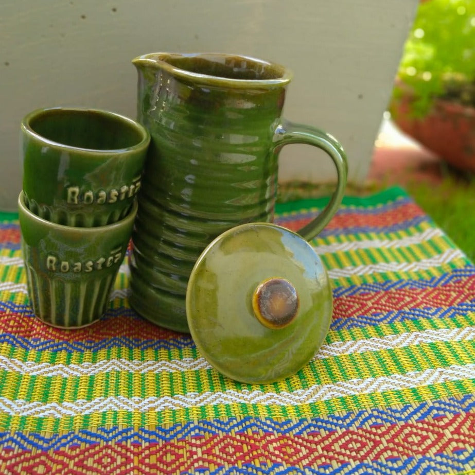 Ceramic Green Water Jug With Tumbler