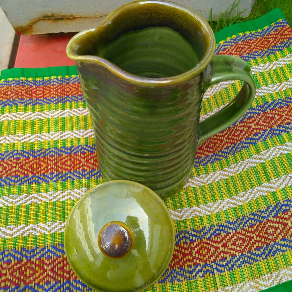 Ceramic Green Water Jug With Tumbler