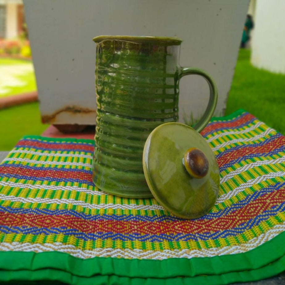 Ceramic Green Water Jug With Tumbler