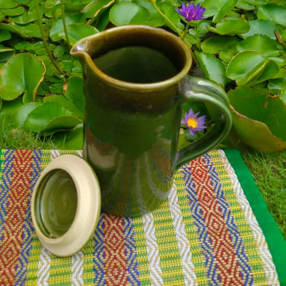 Green Ceramic Water Jug  With Water Tumbler