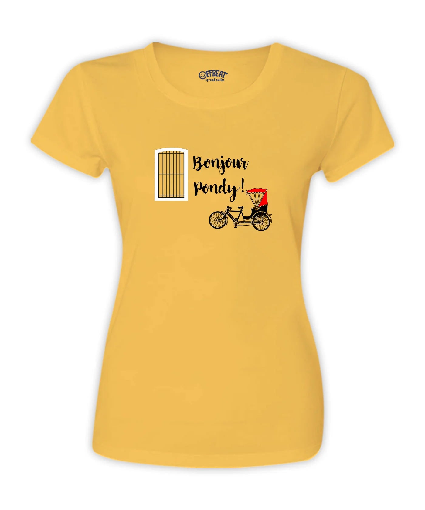 Bonjour Pondy Half Sleeve Women Golden T-Shirt - Yellow