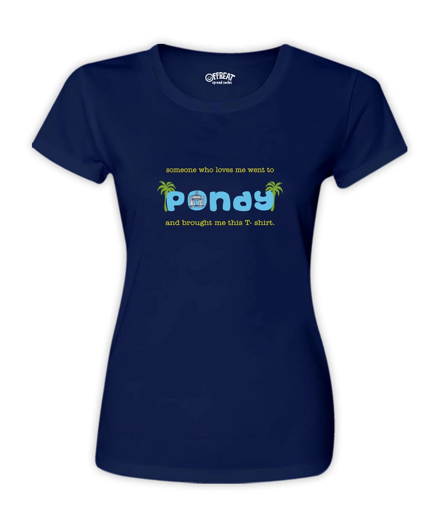 Pondy Half-Sleeve Women T-Shirt - Navy Blue