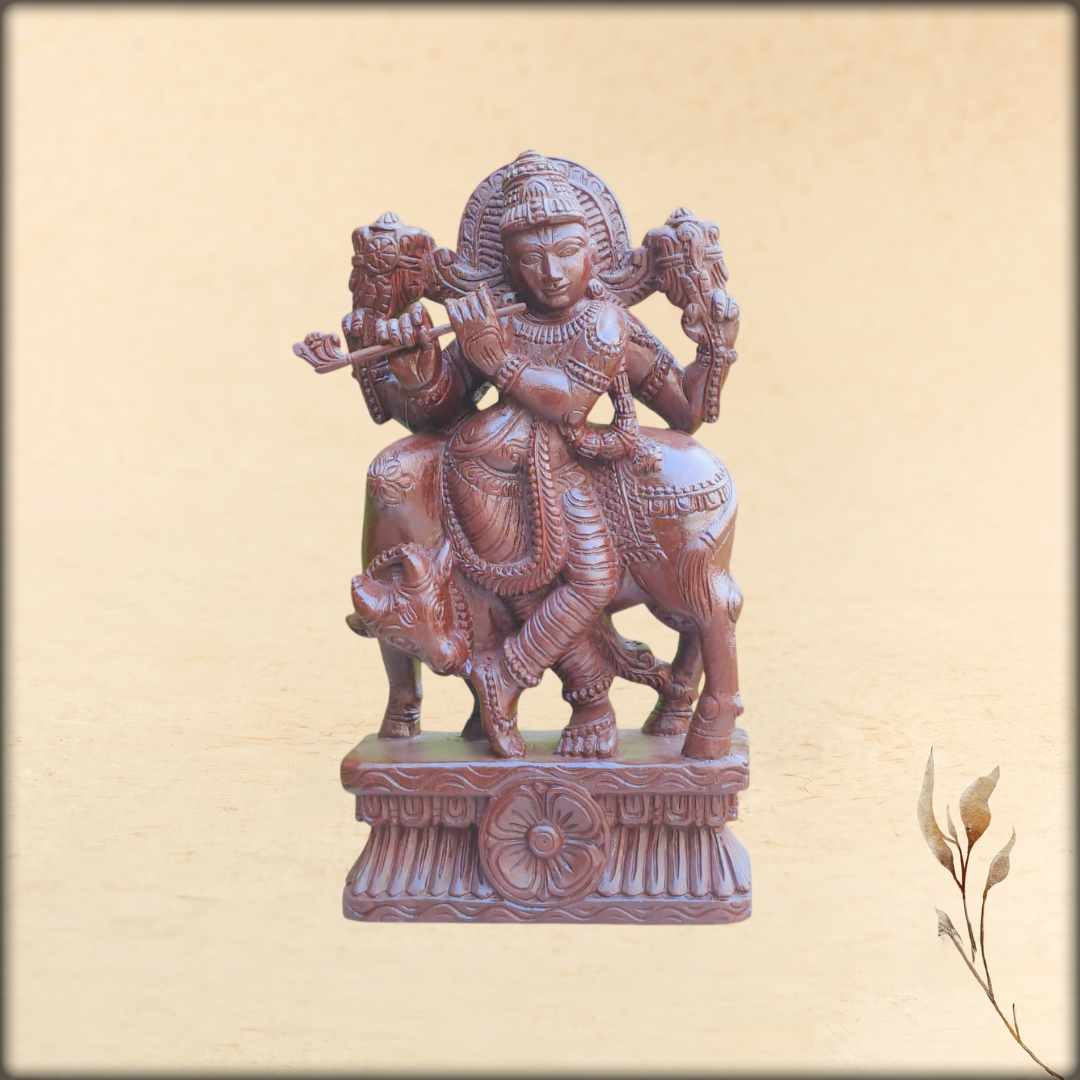 online-shopping-wooden-krishna-with-kamdhenu-available-at-aurta-experience-store-pondicherry

