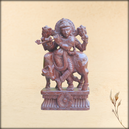 online-shopping-wooden-krishna-with-kamdhenu-available-at-aurta-experience-store-pondicherry
