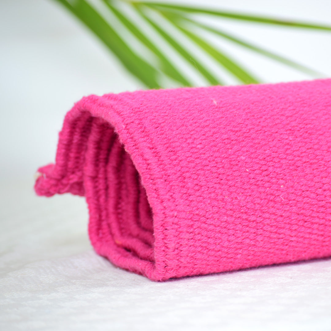 Hot-pink-cotton-hand-woven-yoga-mats