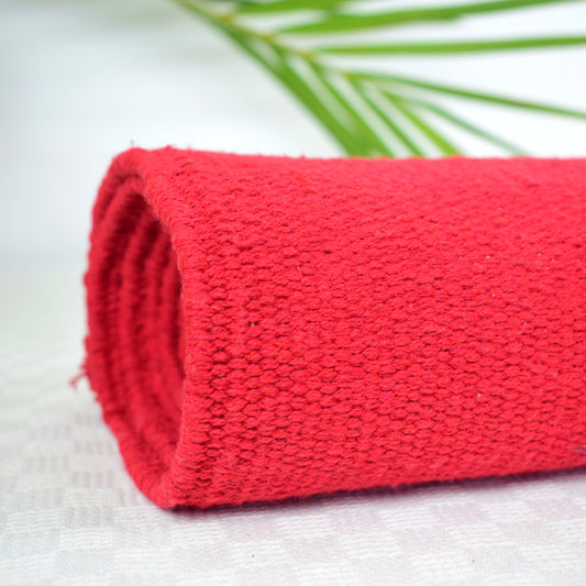 Red Cotton Hand Woven Yoga Mats