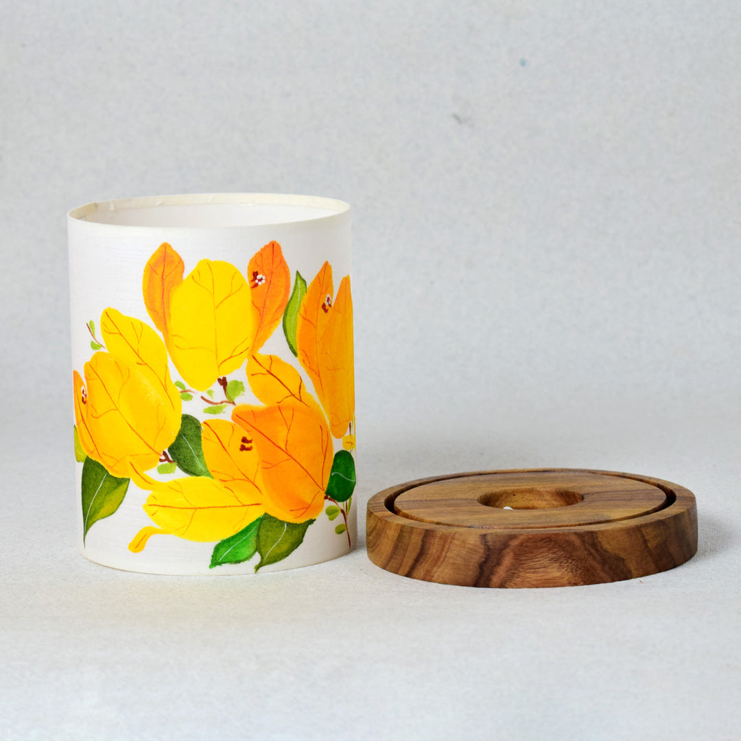 t light candle holder- handpainted - yellow model