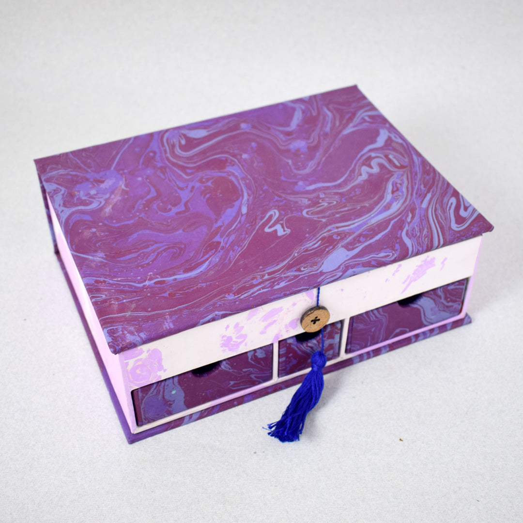 Handmade Marbled Paper Multi Purpose Utility Box