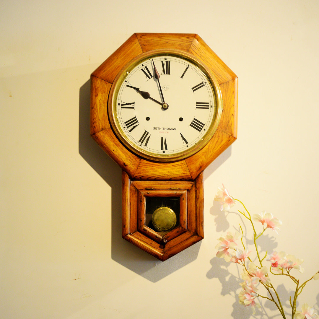 online-shopping-wooden-yellowish-clock-mounted-on-wall-best-gift-for-your-loved-one-in-aura-store-pondicherry