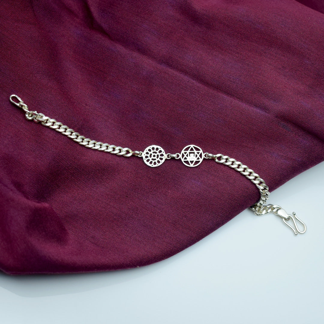 sri aurobindo and the mother symbol pure silver bracelet of sri aurobindo ashram pondicherry marketed by aura store