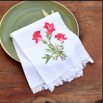 online-luxurious-white-hand-towels-flower-cross-stitch-embroidery-on-soft-cotton-fabric-in-aura-pondicherry