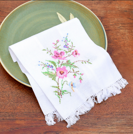 online-white-cotton-hand-towel-with-elegant-cross-stitch-embroidery-in-aura-pondicherry