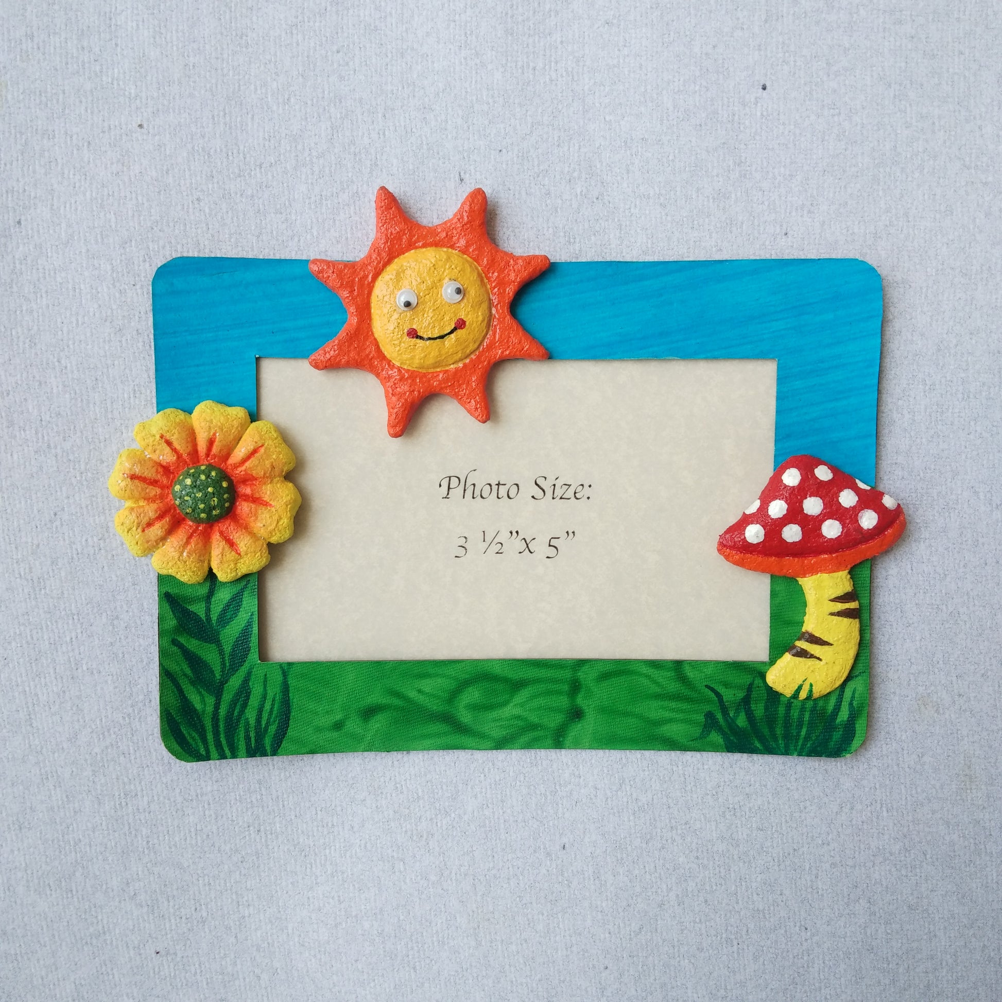 kids-sunflower-paper-mache-fridge-magnet-photo-frame