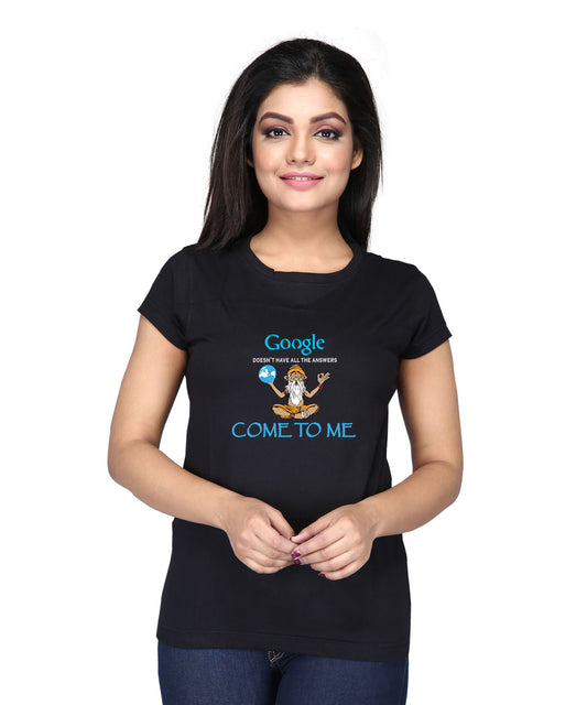 Women's Black Round Neck T Shirt - Google Answers