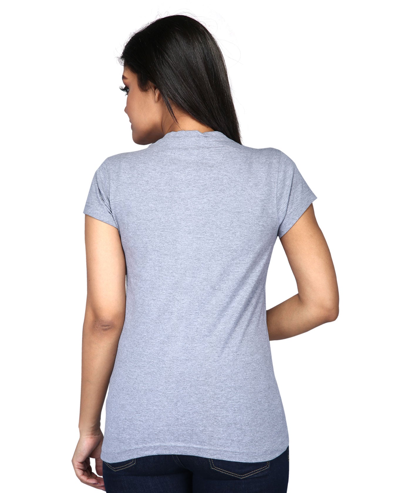 Women's Grey Melange Round Neck T Shirt -Mrs. Always Right