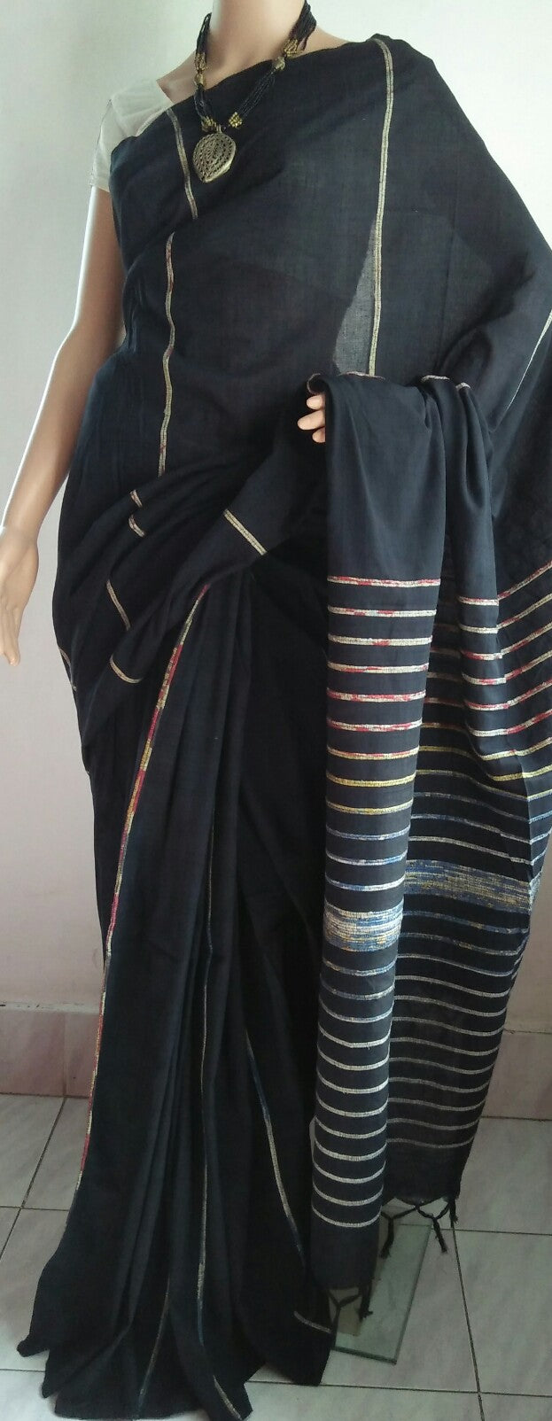 Charcoal Black Khesh Saree